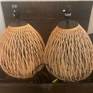 Two beautiful farmhouse Dome handmade woven Bamboo pendant lights